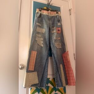 Boho NWOT Inspired OH JEANS patchwork jeans-M